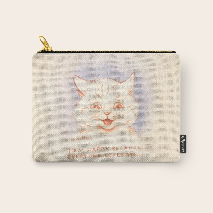 'I Am Happy Because Every One Loves Me' Louis Wain Cat Carry All Pouch Gallery Image 1
