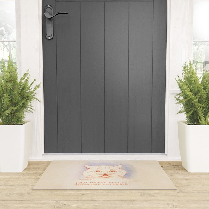 'I Am Happy Because Every One Loves Me' Louis Wain Cat Welcome Mat Gallery Image 3