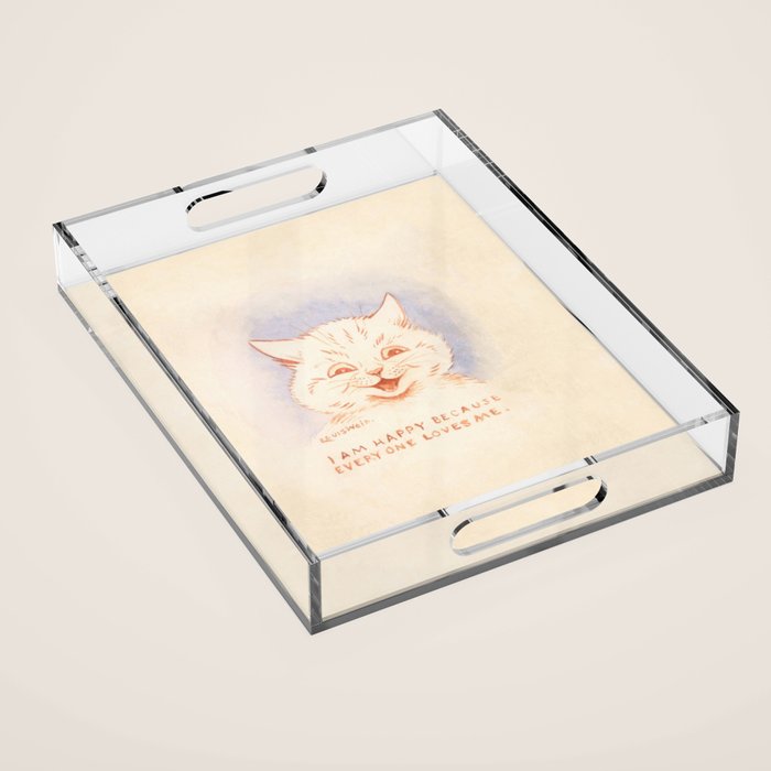 'I Am Happy Because Every One Loves Me' Louis Wain Cat Acrylic Tray Gallery Image 1