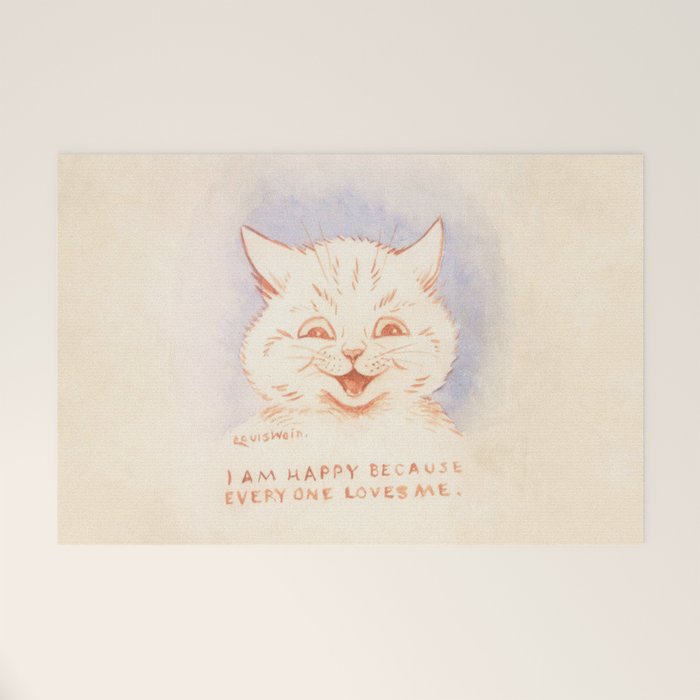 'I Am Happy Because Every One Loves Me' Louis Wain Cat Welcome Mat Gallery Image 1