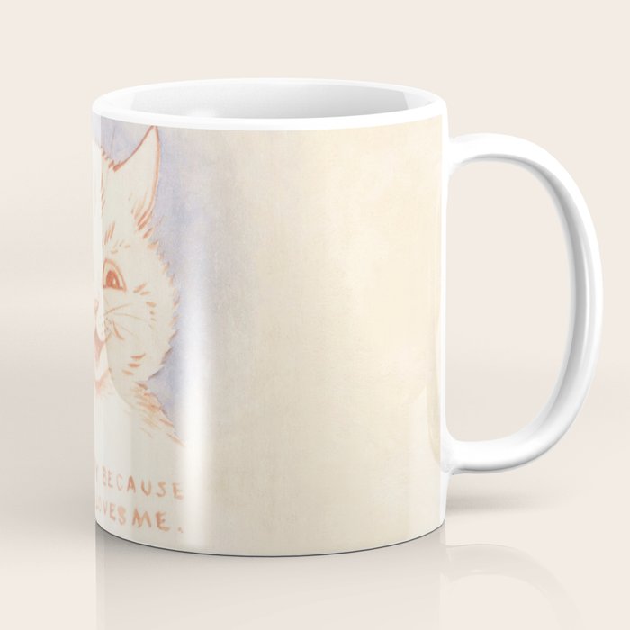 'I Am Happy Because Every One Loves Me' Louis Wain Cat Coffee Mug Gallery Image 1