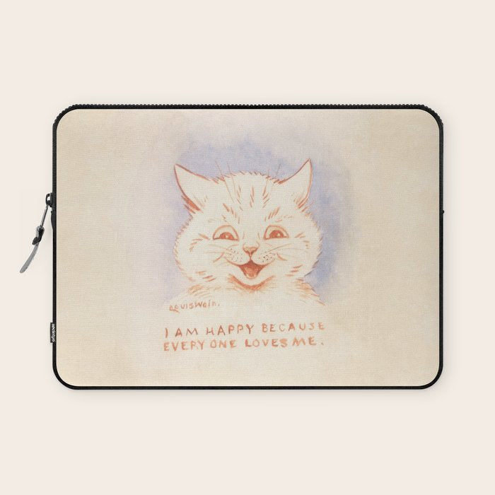 'I Am Happy Because Every One Loves Me' Louis Wain Cat Laptop Sleeve Gallery Image 1