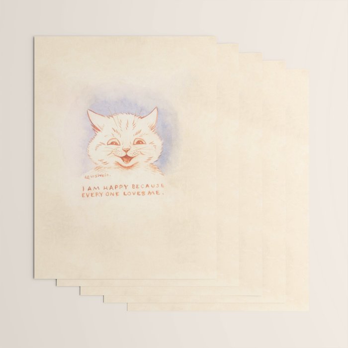 'I Am Happy Because Every One Loves Me' Louis Wain Cat Wrapping Paper Gallery Image 3