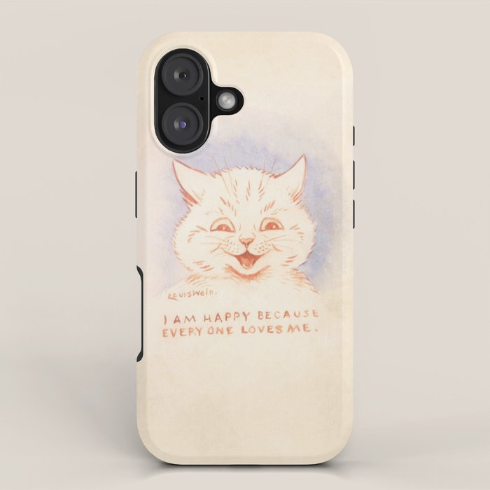 'I Am Happy Because Every One Loves Me' Louis Wain Cat iPhone Case Gallery Image 1