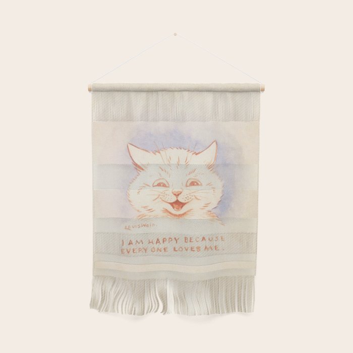 'I Am Happy Because Every One Loves Me' Louis Wain Cat Wall Hanging Gallery Image 1