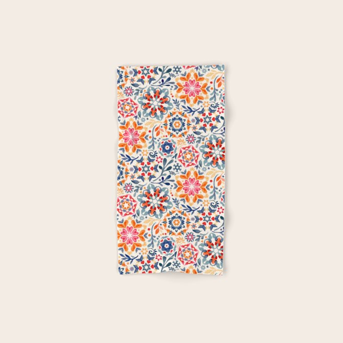 Watercolor Kaleidoscope Floral - desaturated Bath Towel Gallery Image 1