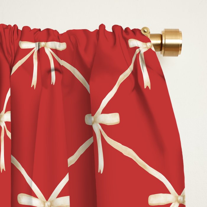 Bows & Ribbons Pattern XII Cherry Red Window Curtain Gallery Image 2