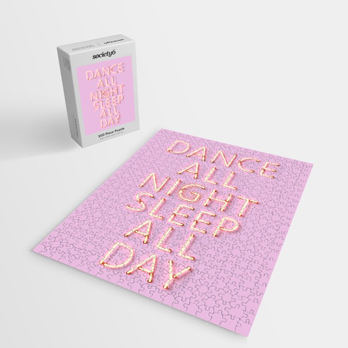 DANCE ALL NIGHT - pink neon typography Jigsaw Puzzle Gallery Image 2