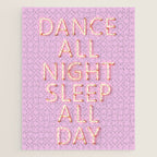 DANCE ALL NIGHT - pink neon typography Jigsaw Puzzle Gallery Image 1