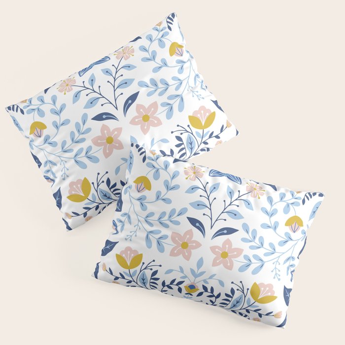 Scandinavian Butterfly Folk Art Pattern Pillow Sham Gallery Image 3