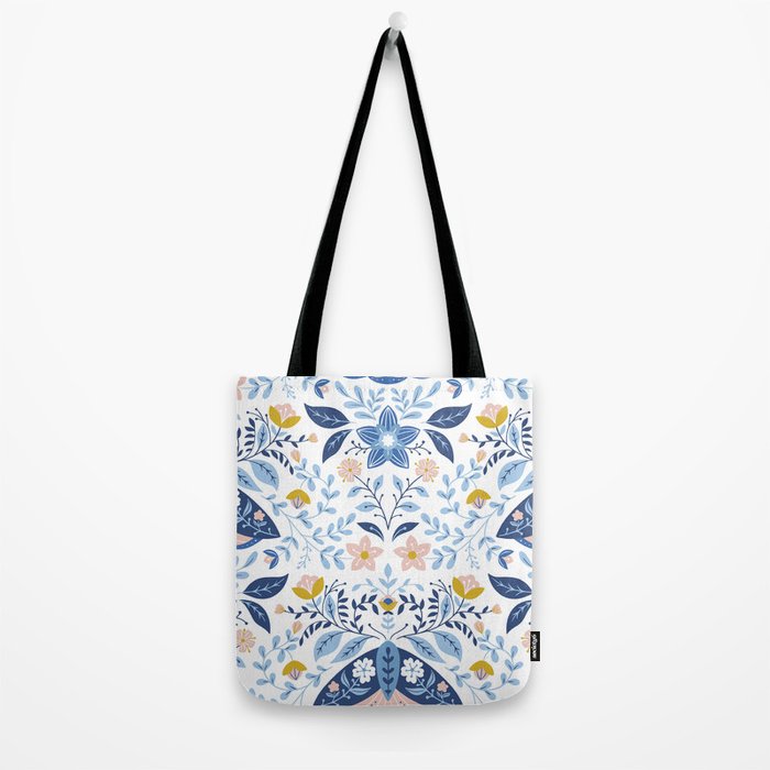 Scandinavian Butterfly Folk Art Pattern Tote Bag Gallery Image 2