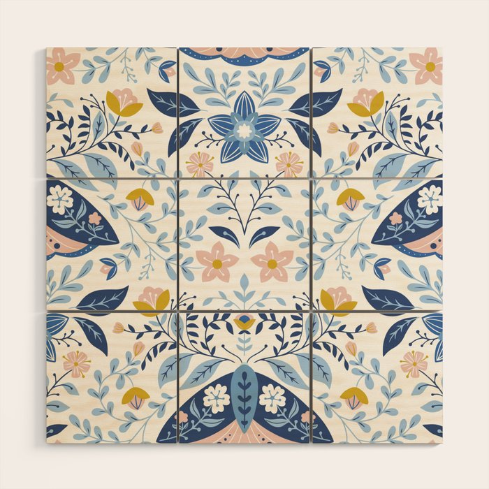 Scandinavian Butterfly Folk Art Pattern Wood Wall Art Gallery Image 1