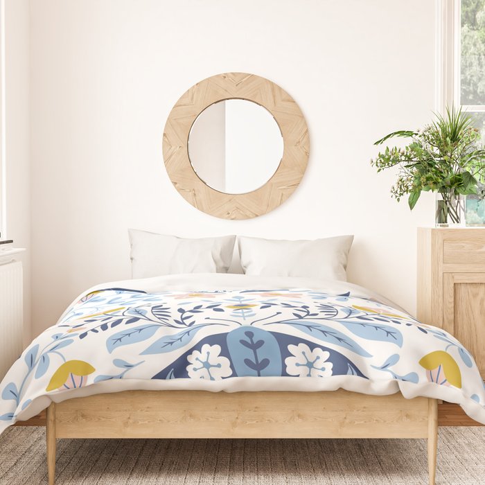Scandinavian Butterfly Folk Art Pattern Duvet Cover Gallery Image 3