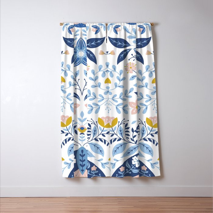 Scandinavian Butterfly Folk Art Pattern Window Curtain Gallery Image 3