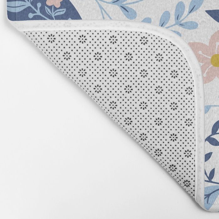 Scandinavian Butterfly Folk Art Pattern Bath Mat Gallery Image 2