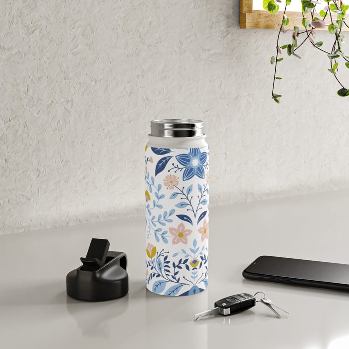 Scandinavian Butterfly Folk Art Pattern Water Bottle Gallery Image 4