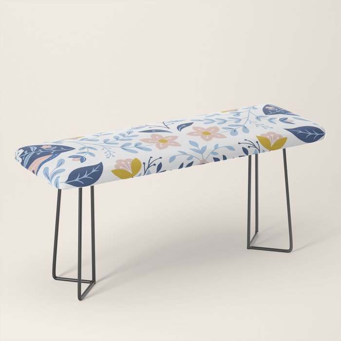Scandinavian Butterfly Folk Art Pattern Bench Gallery Image 1
