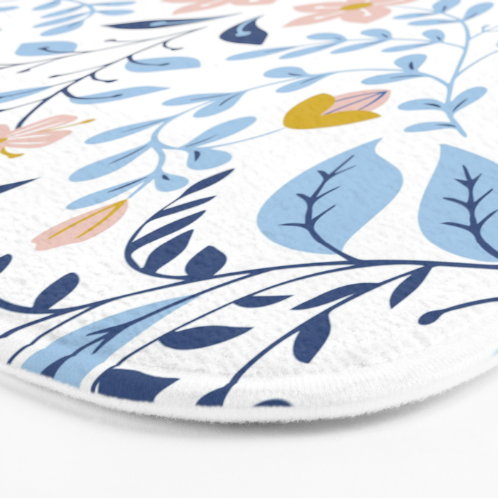 Scandinavian Butterfly Folk Art Pattern Bath Mat Gallery Image 3