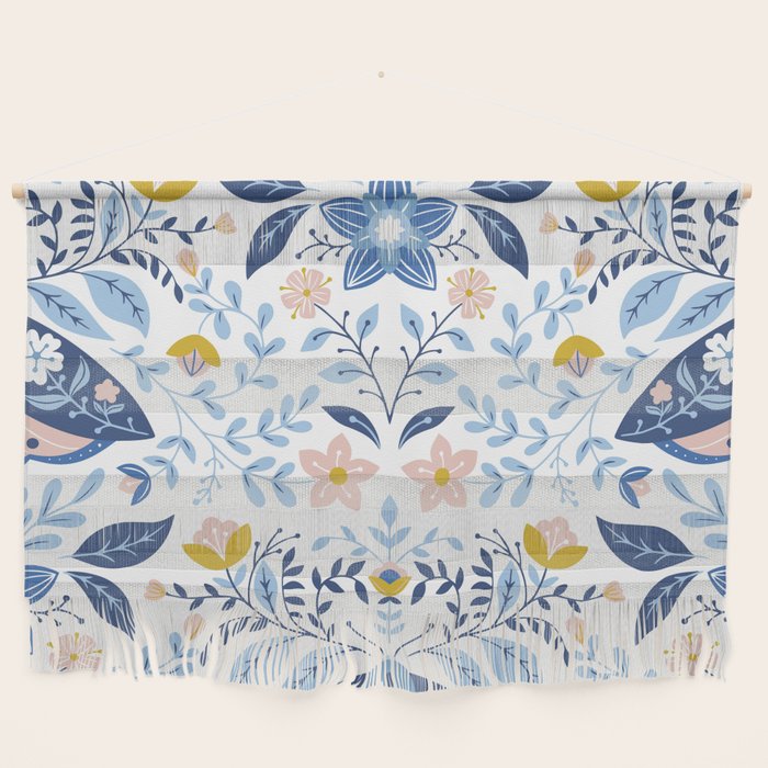 Scandinavian Butterfly Folk Art Pattern Wall Hanging Gallery Image 1