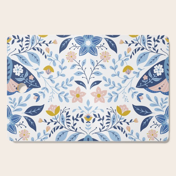 Scandinavian Butterfly Folk Art Pattern Cutting Board Gallery Image 1