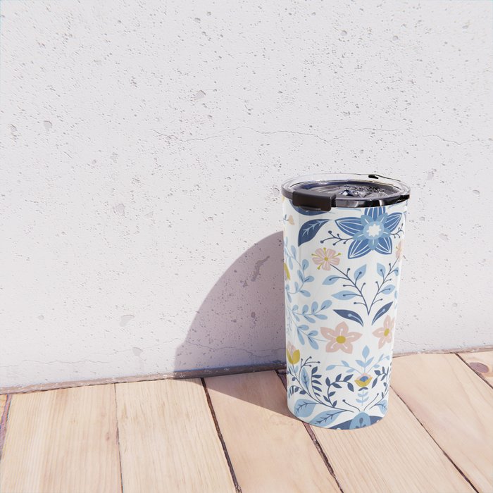 Scandinavian Butterfly Folk Art Pattern Travel Mug Gallery Image 4