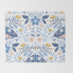 Scandinavian Butterfly Folk Art Pattern Throw Blanket Gallery Image 2