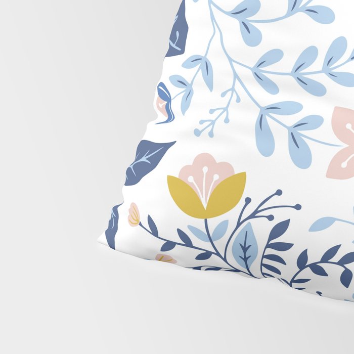 Scandinavian Butterfly Folk Art Pattern Pillow Sham Gallery Image 4