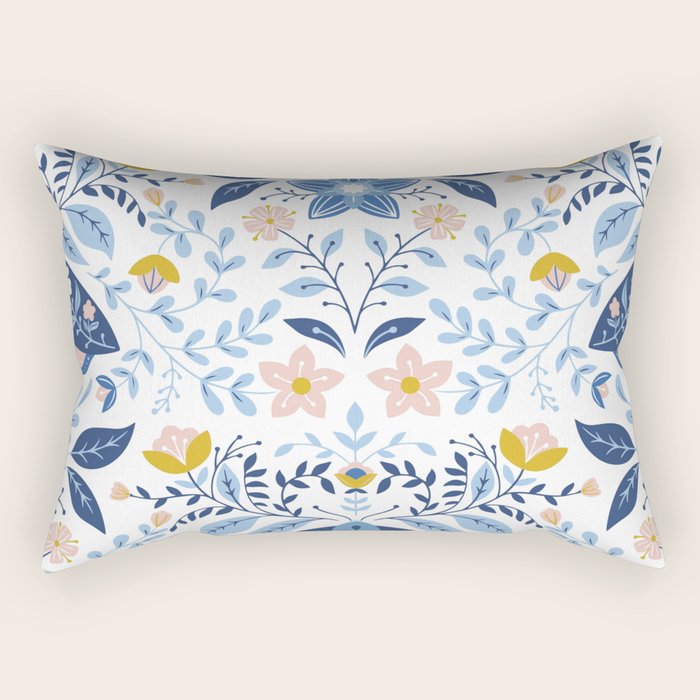 Scandinavian Butterfly Folk Art Pattern Rectangular Pillow Gallery Image 2