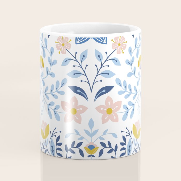 Scandinavian Butterfly Folk Art Pattern Coffee Mug Gallery Image 4