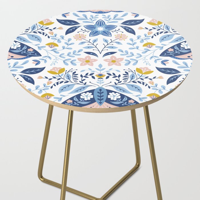 Scandinavian Butterfly Folk Art Pattern Side Table Gallery Image 2