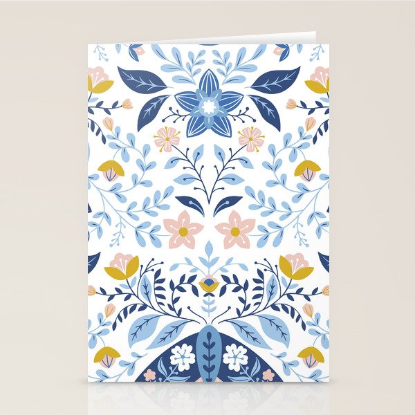 Scandinavian Butterfly Folk Art Pattern Stationery Card Gallery Image 2