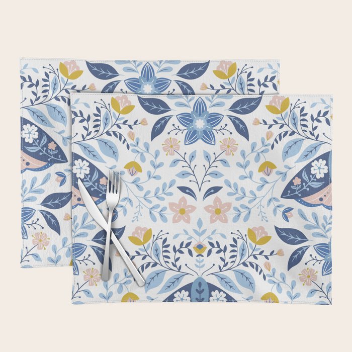 Scandinavian Butterfly Folk Art Pattern Placemat Gallery Image 1