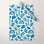 Abstract blue organic shape art pattern Wrapping Paper Gallery Image 1