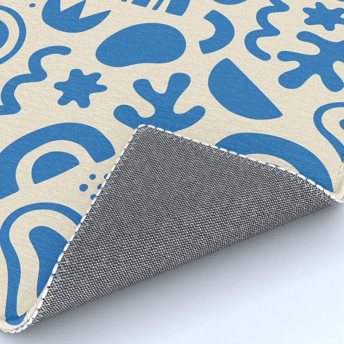 Abstract blue organic shape art pattern Rug Gallery Image 4