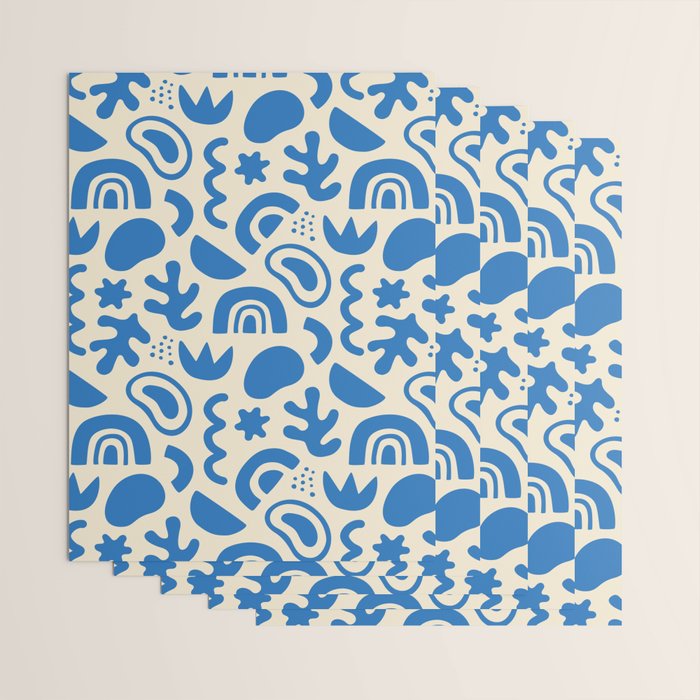 Abstract blue organic shape art pattern Wrapping Paper Gallery Image 3