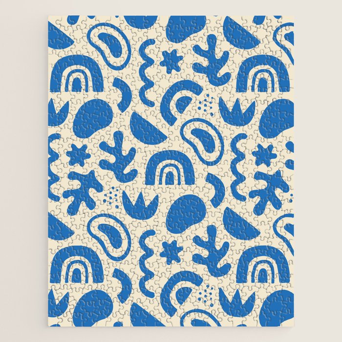 Abstract blue organic shape art pattern Jigsaw Puzzle Gallery Image 1