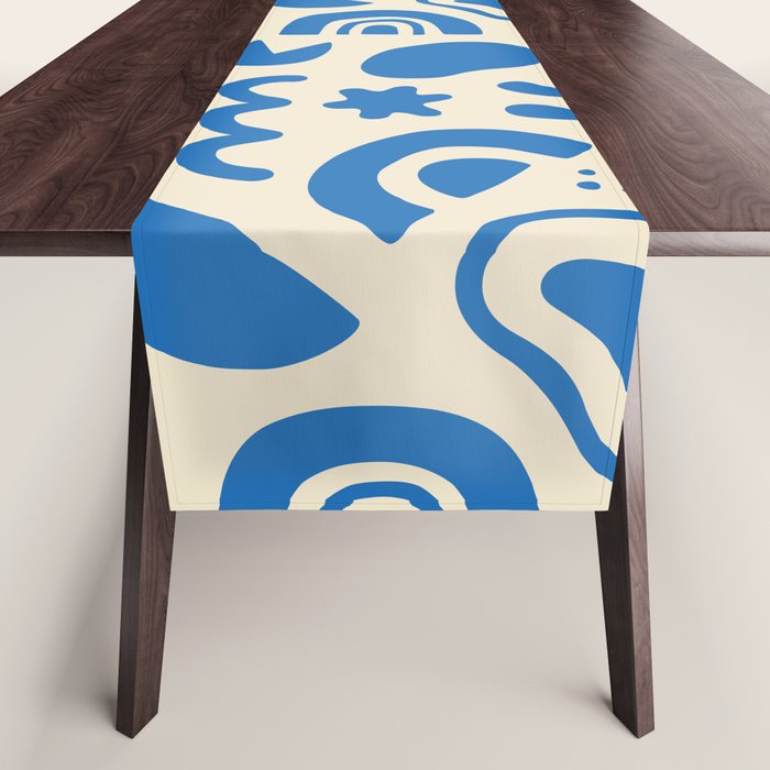 Abstract blue organic shape art pattern Table Runner Gallery Image 1