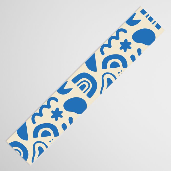 Abstract blue organic shape art pattern Table Runner Gallery Image 3