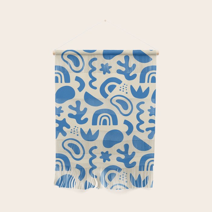 Abstract blue organic shape art pattern Wall Hanging Gallery Image 1