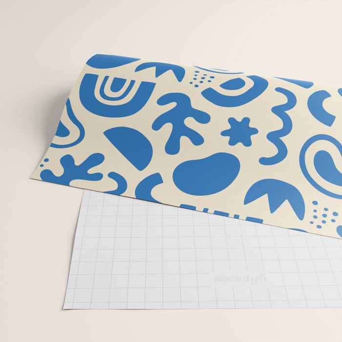 Abstract blue organic shape art pattern Wrapping Paper Gallery Image 2