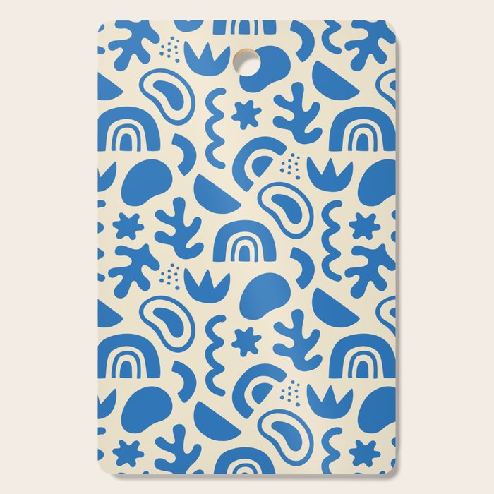 Abstract blue organic shape art pattern Cutting Board Gallery Image 1