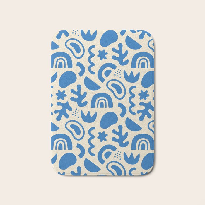 Abstract blue organic shape art pattern Bath Mat Gallery Image 1