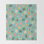 Floral Easter Eggs - Aqua Throw Blanket Gallery Image 2