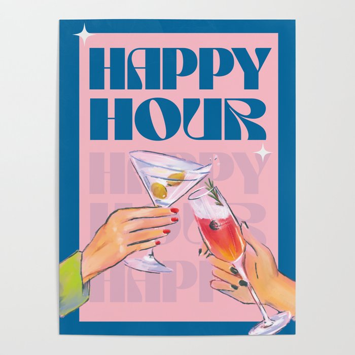 Happy Hour Cocktail Print Poster Gallery Image 4