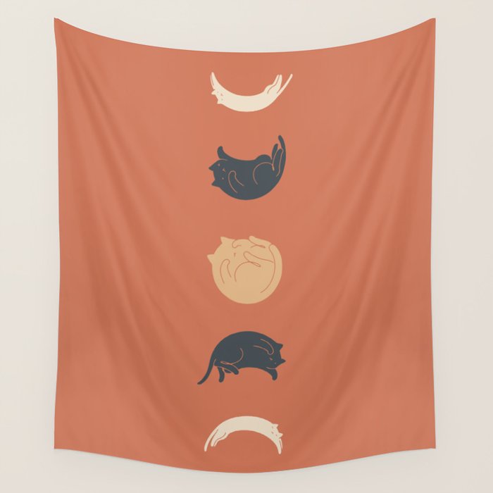 Cat Landscape 61: Meow Phases 2 Wall Tapestry Gallery Image 4