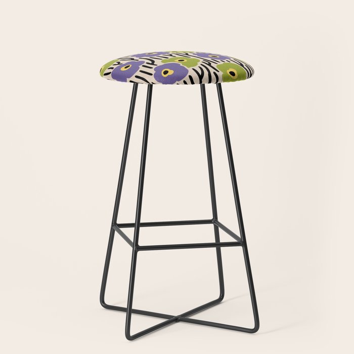 Wild Flowers Pattern Purple and Green Stool Gallery Image 1