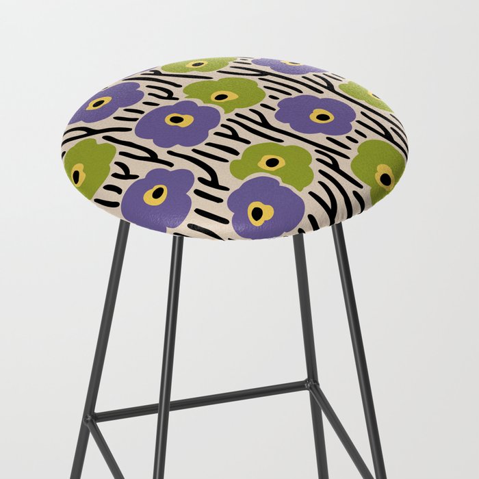 Wild Flowers Pattern Purple and Green Stool Gallery Image 2