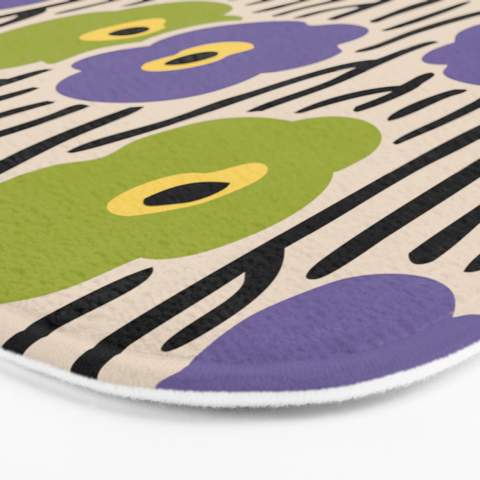 Wild Flowers Pattern Purple and Green Bath Mat Gallery Image 3