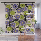 Wild Flowers Pattern Purple and Green Wall Mural Gallery Image 1