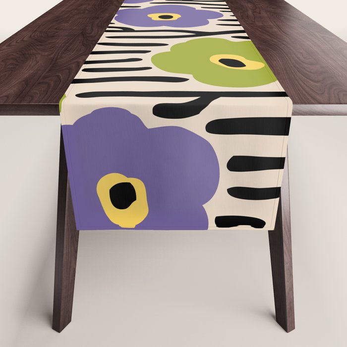 Wild Flowers Pattern Purple and Green Table Runner Gallery Image 1